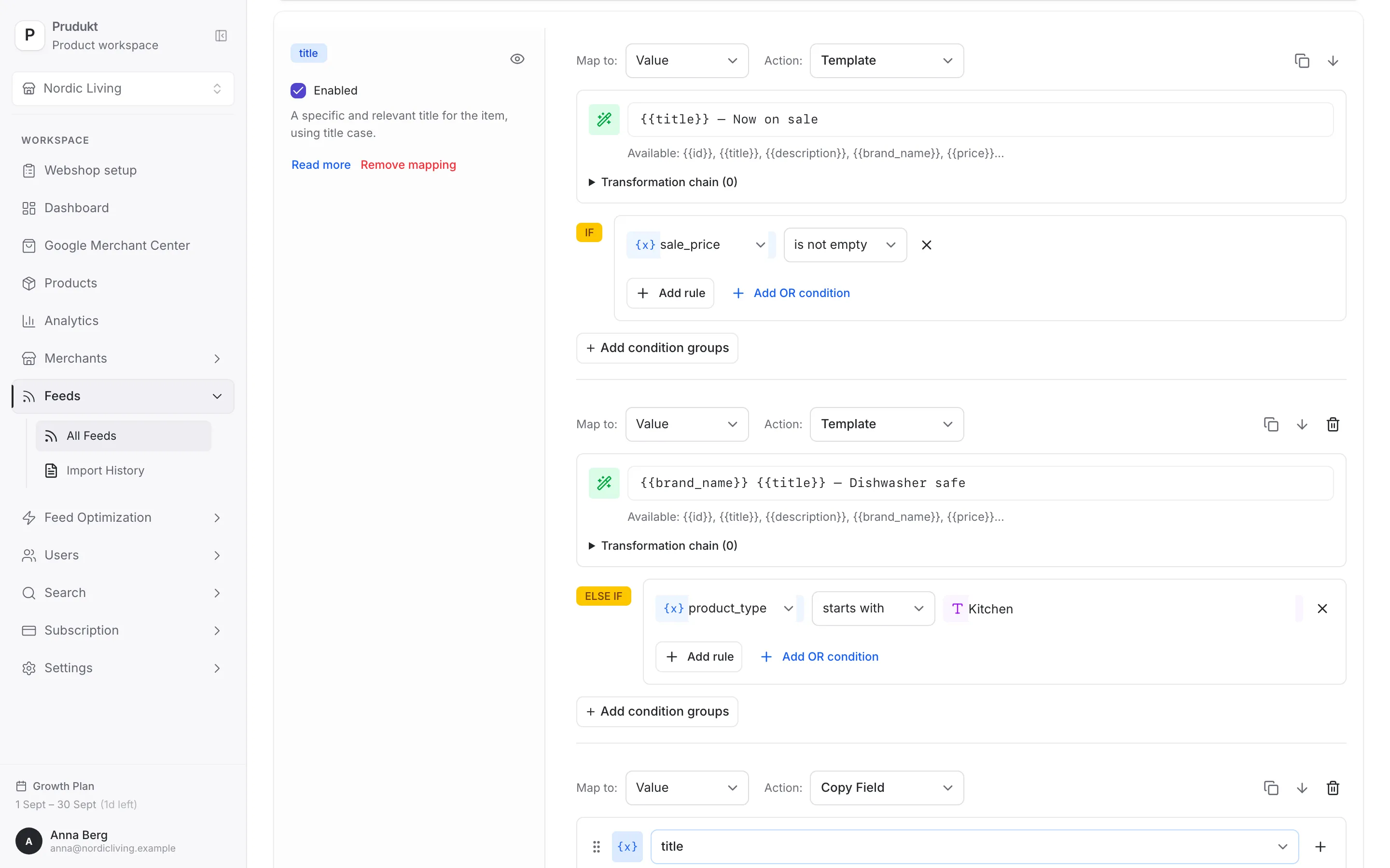 Prudukt app: Feed Rules Engine
